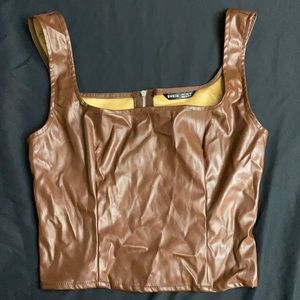 brown leather top